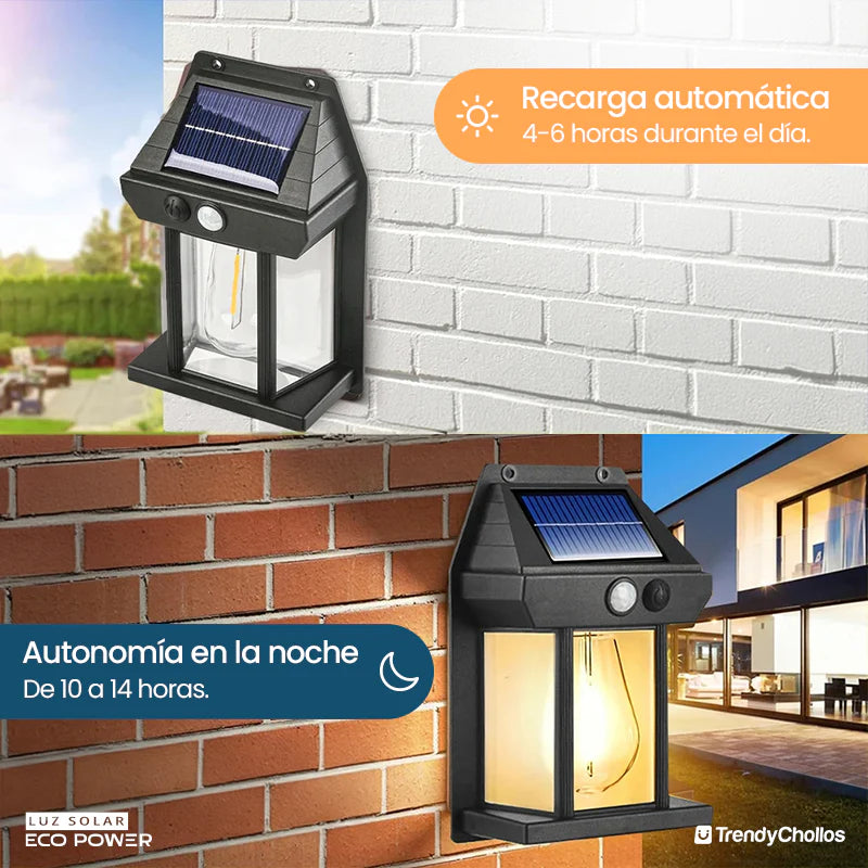 Lámpara Solar ECOLUX con sensor de movimiento – comodidad, seguridad y ahorro para tu hogar. Ilumina con energía solar.