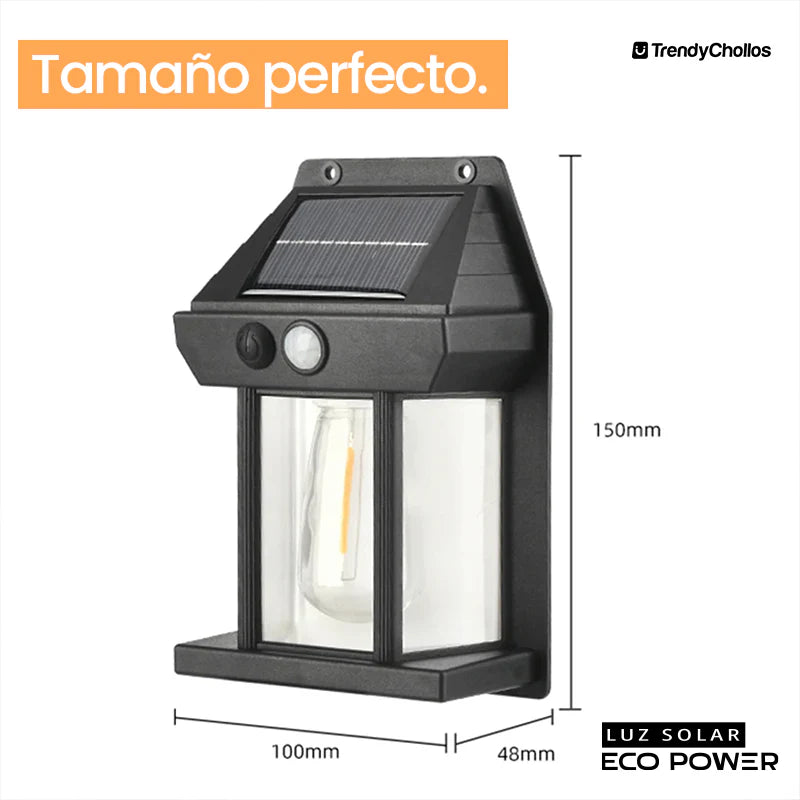 Lámpara Solar ECOLUX con sensor de movimiento – comodidad, seguridad y ahorro para tu hogar. Ilumina con energía solar.